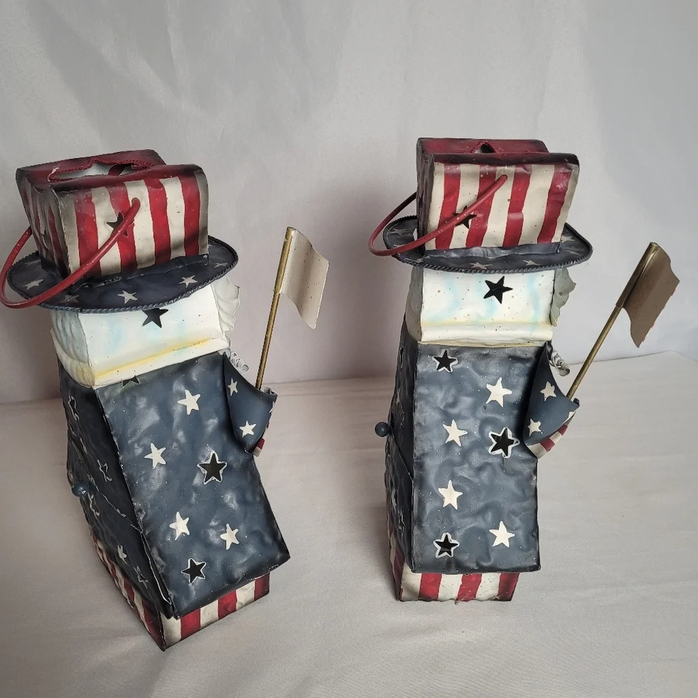 July 4th Americana Patriotic Uncle Sam Candle Holder Tin Lot